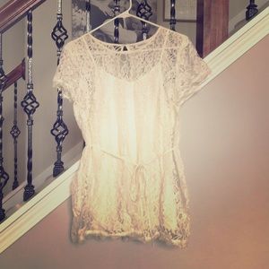 Motherhood Maternity Lace Cream Blouse